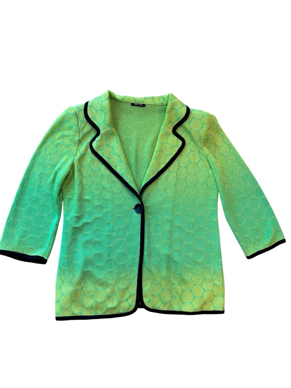 Misook Knit Blazer Green Polka Dot Size Large